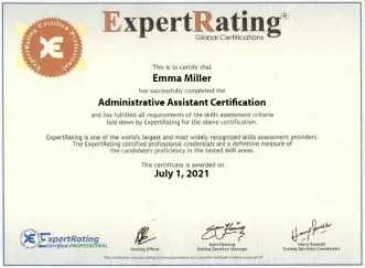 Administrative Assistant certificate