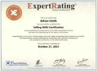 Selling Skills Certification Certificate