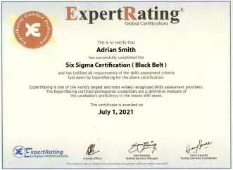 Six Sigma Black Belt Certificate