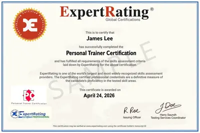 ExpertRating personal trainer certificate sample
