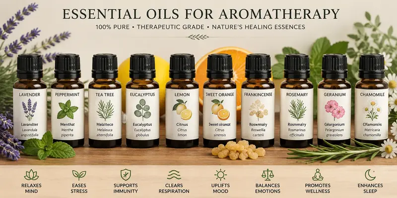 essential oils for aromatherapy certification course - labeled bottles