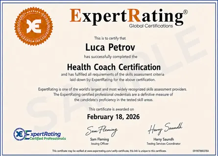 Sample Health Coach Certification Certificate