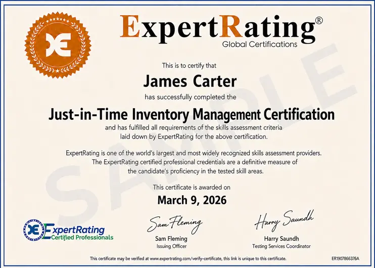 Just-In-Time Inventory Management Certificate