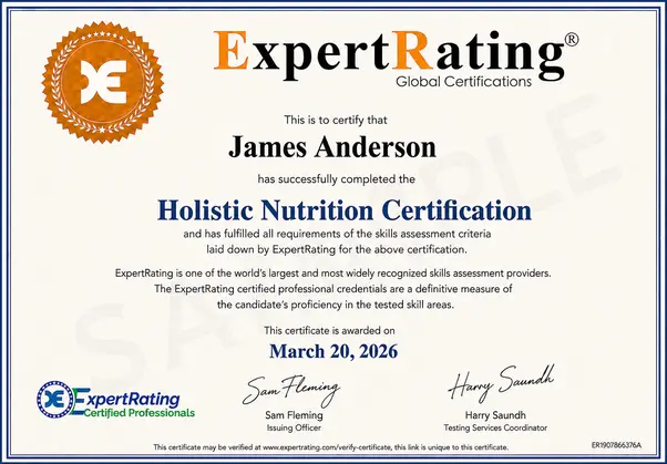Sample ExpertRating digital certificate of completion